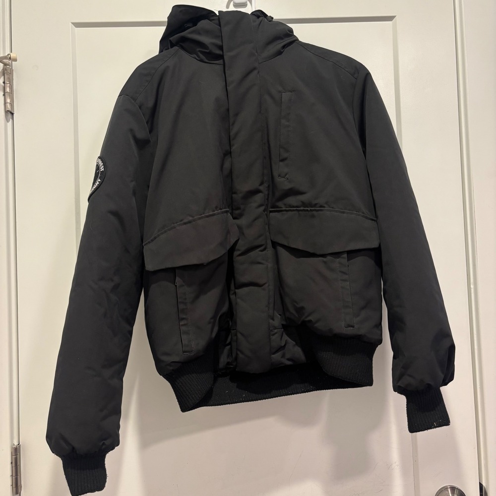 Superdry Everest Expedition Company Black Hooded Bomber Jacket Coat